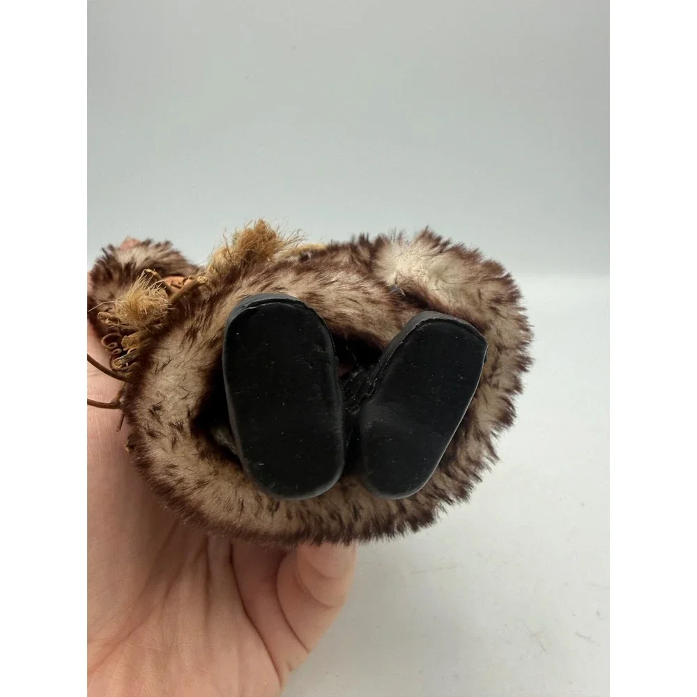 Rustic Santa Claus Christmas Ornament Faux Fur Red Felt Woodland Figurine